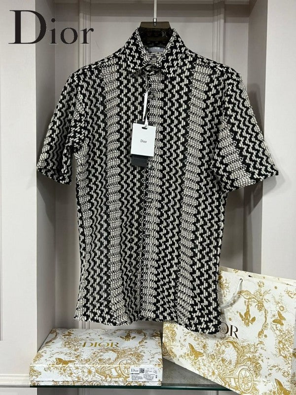 Christian Dior Black Designer Premium Crochet Shirt