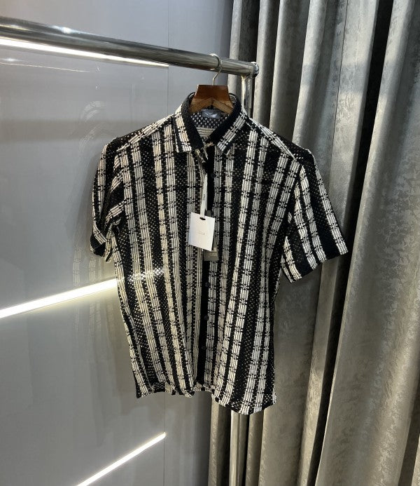 Christian Dior black Checks Design premium crochet shirt