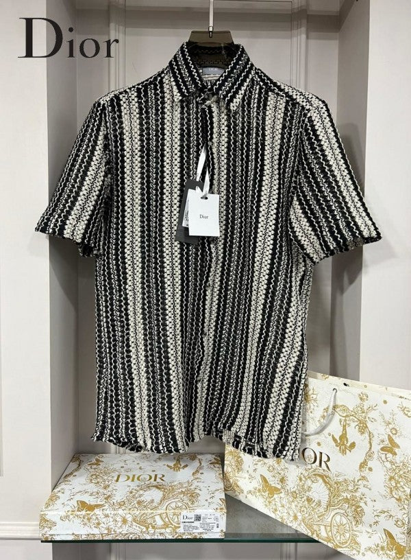 Christian Dior Black Stripes Premium Crochet Shirt