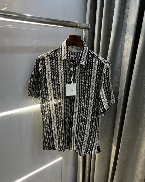 Christian Dior Black Stripes Premium Crochet Shirt
