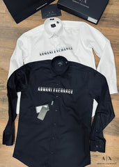 Armani Exchange Black Logo Print Shirt With Premium Box Packing And Carry Bag