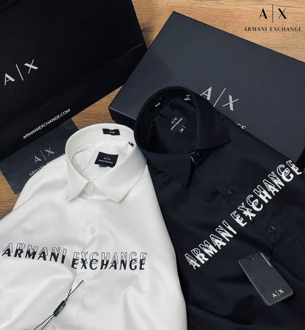 Armani Exchange Black Logo Print Shirt With Premium Box Packing And Carry Bag