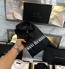 Armani Exchange Black Logo Print Shirt With Premium Box Packing And Carry Bag