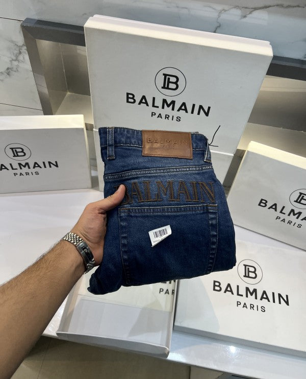 Balmain Paris Blue Embroidery Work Imported Denim With Premium Box Packing