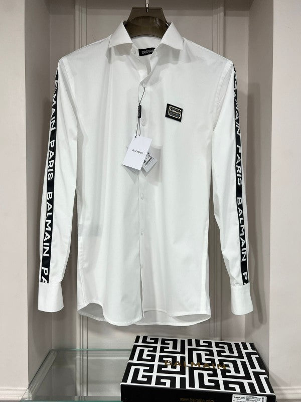 BALMAIN PARIS  White Hand Patch Work Shirt With Premium Box Packing And Carry Bag