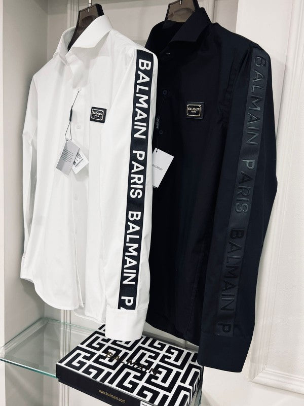 BALMAIN PARIS  White Hand Patch Work Shirt With Premium Box Packing And Carry Bag