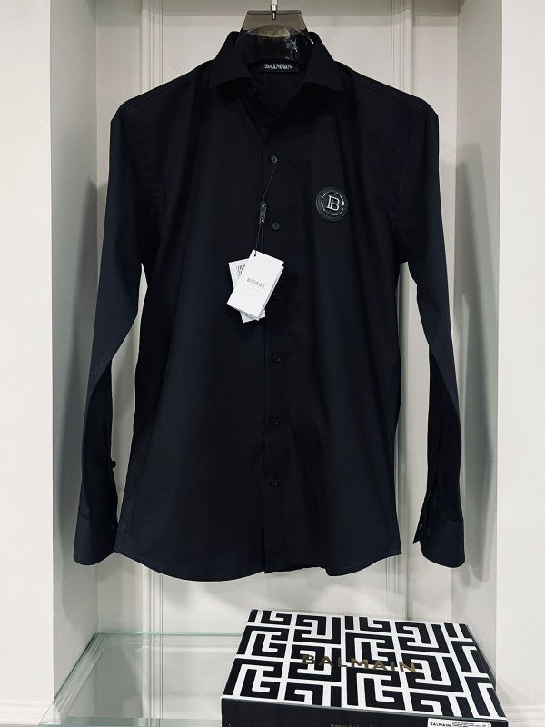 BALMAIN PARIS Paris Black Back Patch Work Shirt With Premium Box Packing And Carry Bag