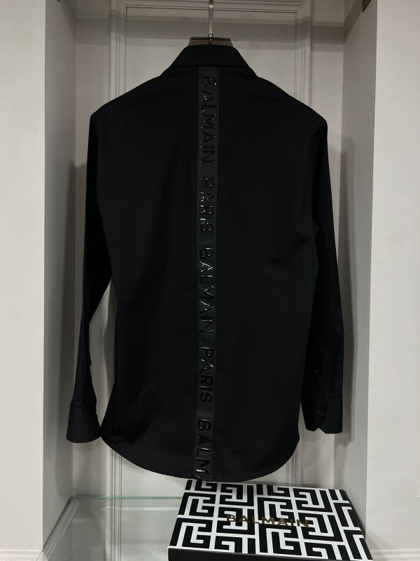 BALMAIN PARIS Paris Black Back Patch Work Shirt With Premium Box Packing And Carry Bag