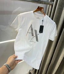 Armani Exchange White Logo Print Imported T-Shirt