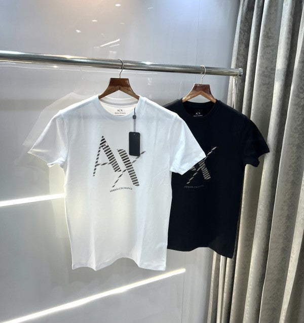 Armani Exchange White Logo Print Imported T-Shirt