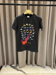 Nike Middle Shoes Print Round Neck T-shirt Black