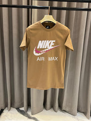 Nike Middle Brand Air Max Print Round Neck T-shirt Coffee