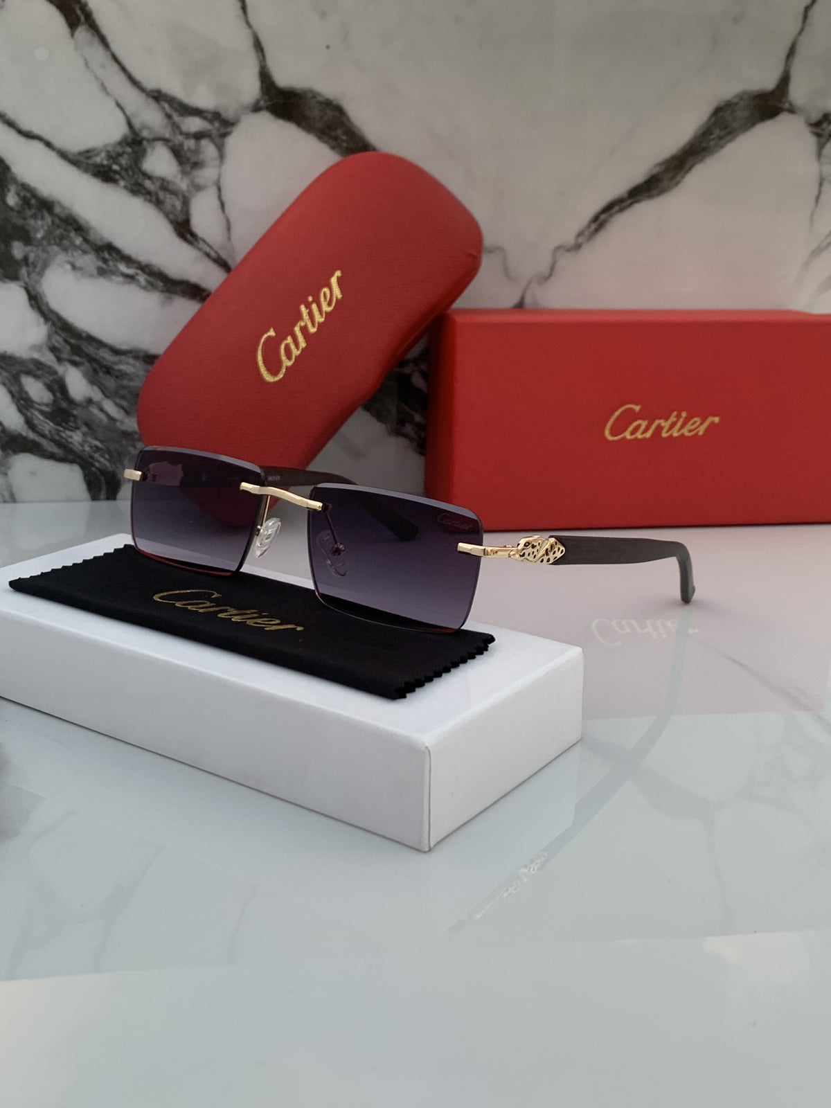 CARTIER FRAMELESS 641 GOLD BLACK