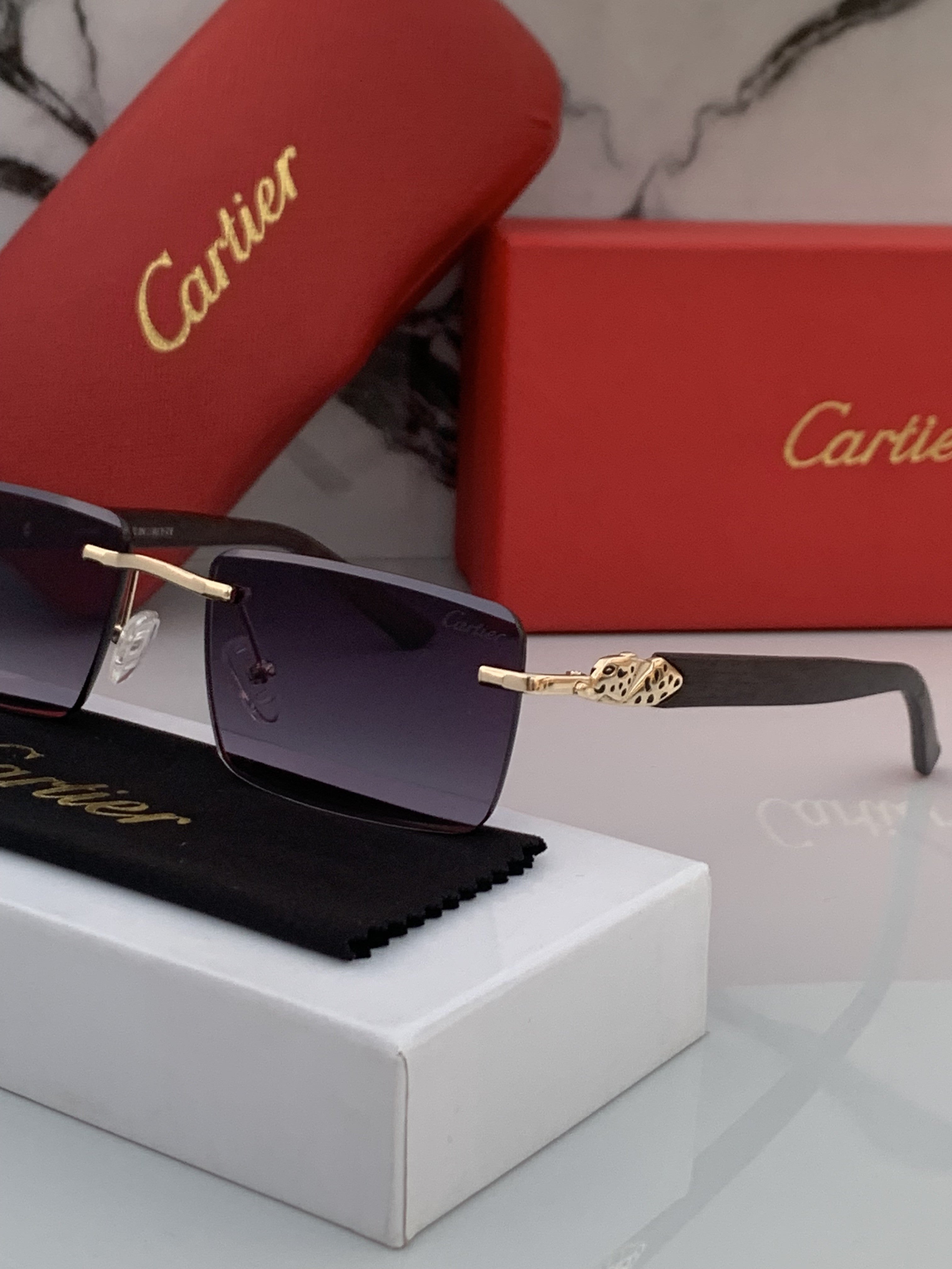 CARTIER FRAMELESS 641 GOLD BLACK