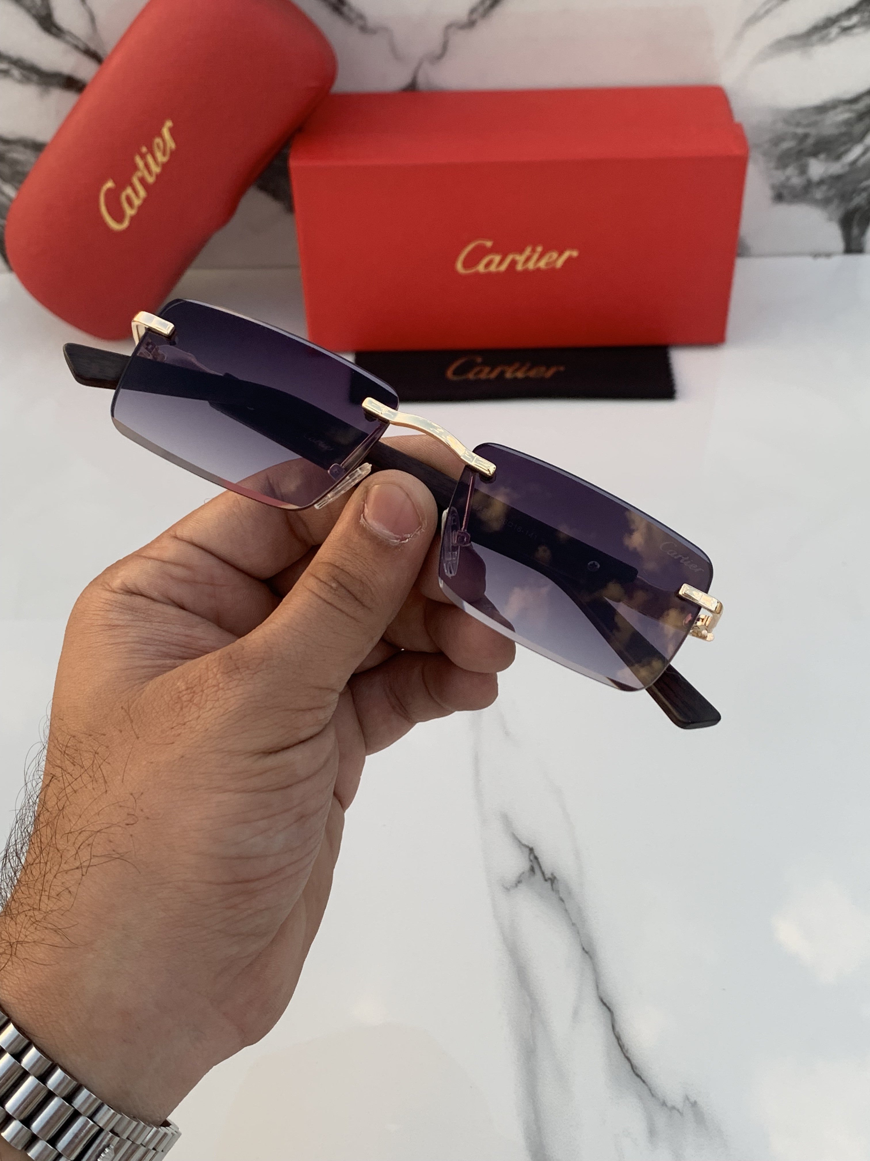 CARTIER FRAMELESS 641 GOLD BLACK