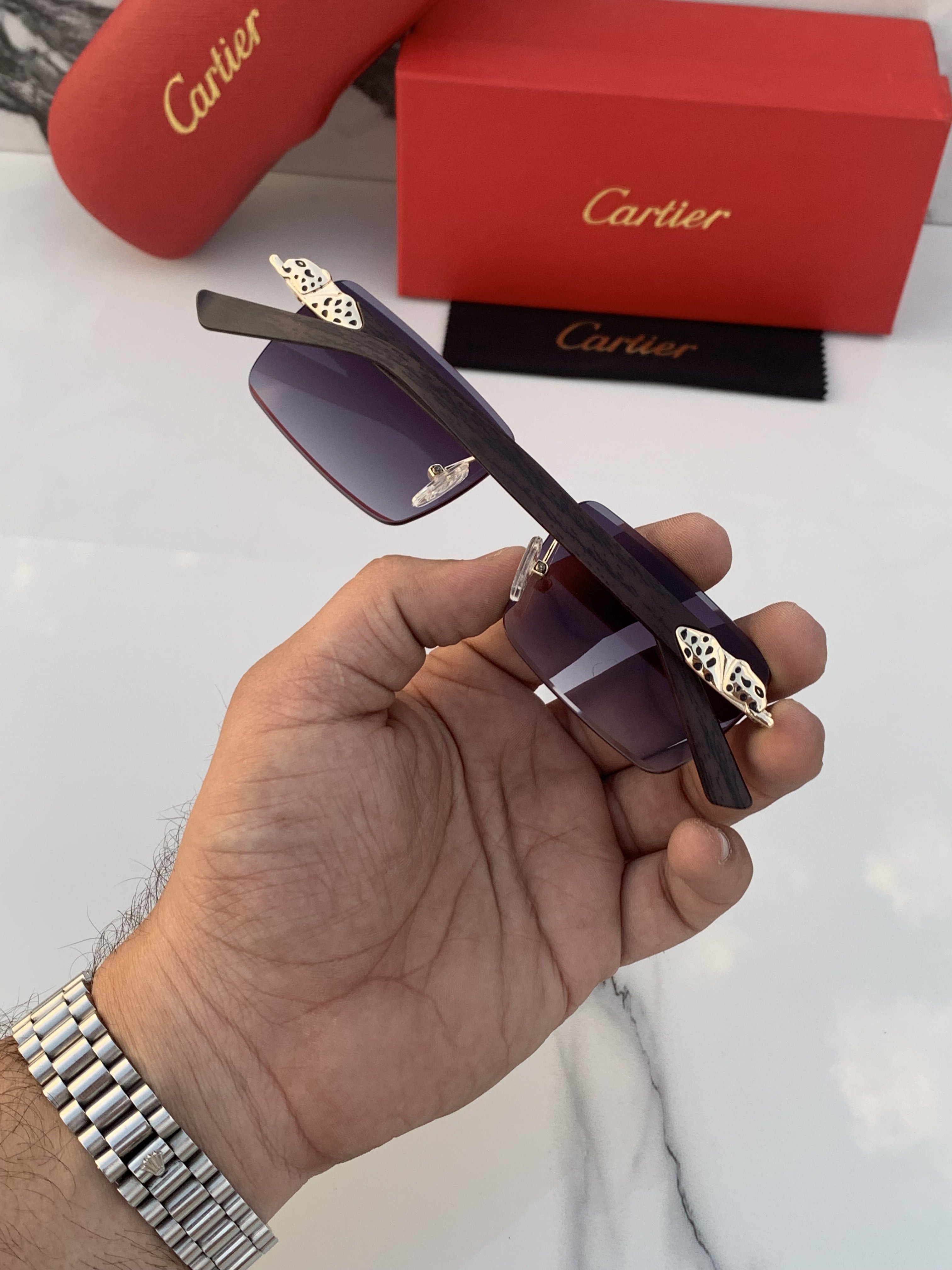 CARTIER FRAMELESS 641 GOLD BLACK