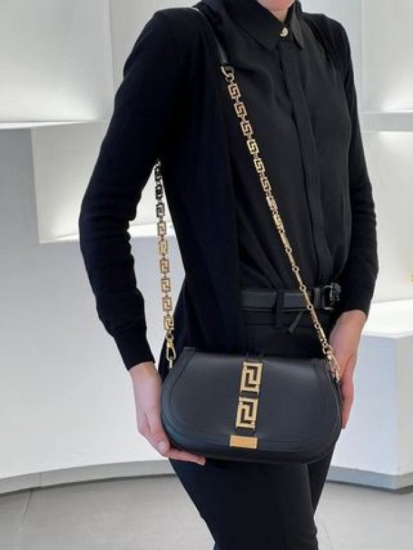 Versace Greca Goddess Shoulder Bag With OG Box & Dust Bag (Black 675)