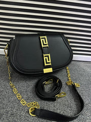 Versace Greca Goddess Shoulder Bag With OG Box & Dust Bag (Black 675)