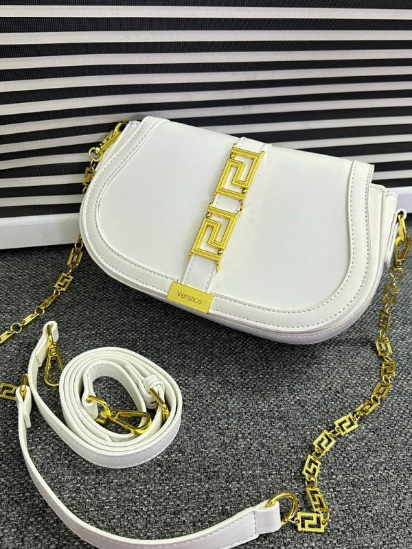 Versace Greca Goddess Shoulder Bag With OG Box & Dust Bag (White - 676)