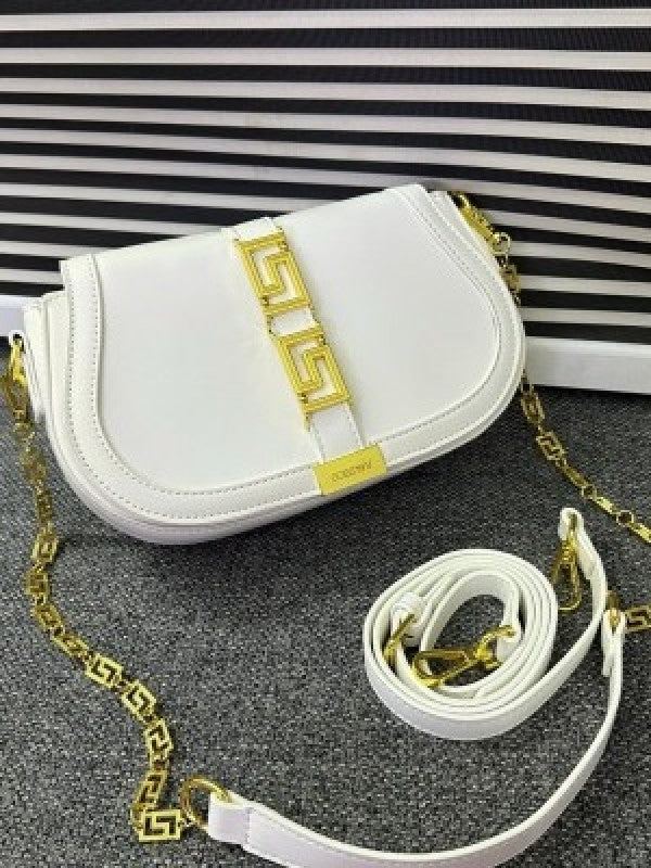 Versace Greca Goddess Shoulder Bag With OG Box & Dust Bag (White - 676)