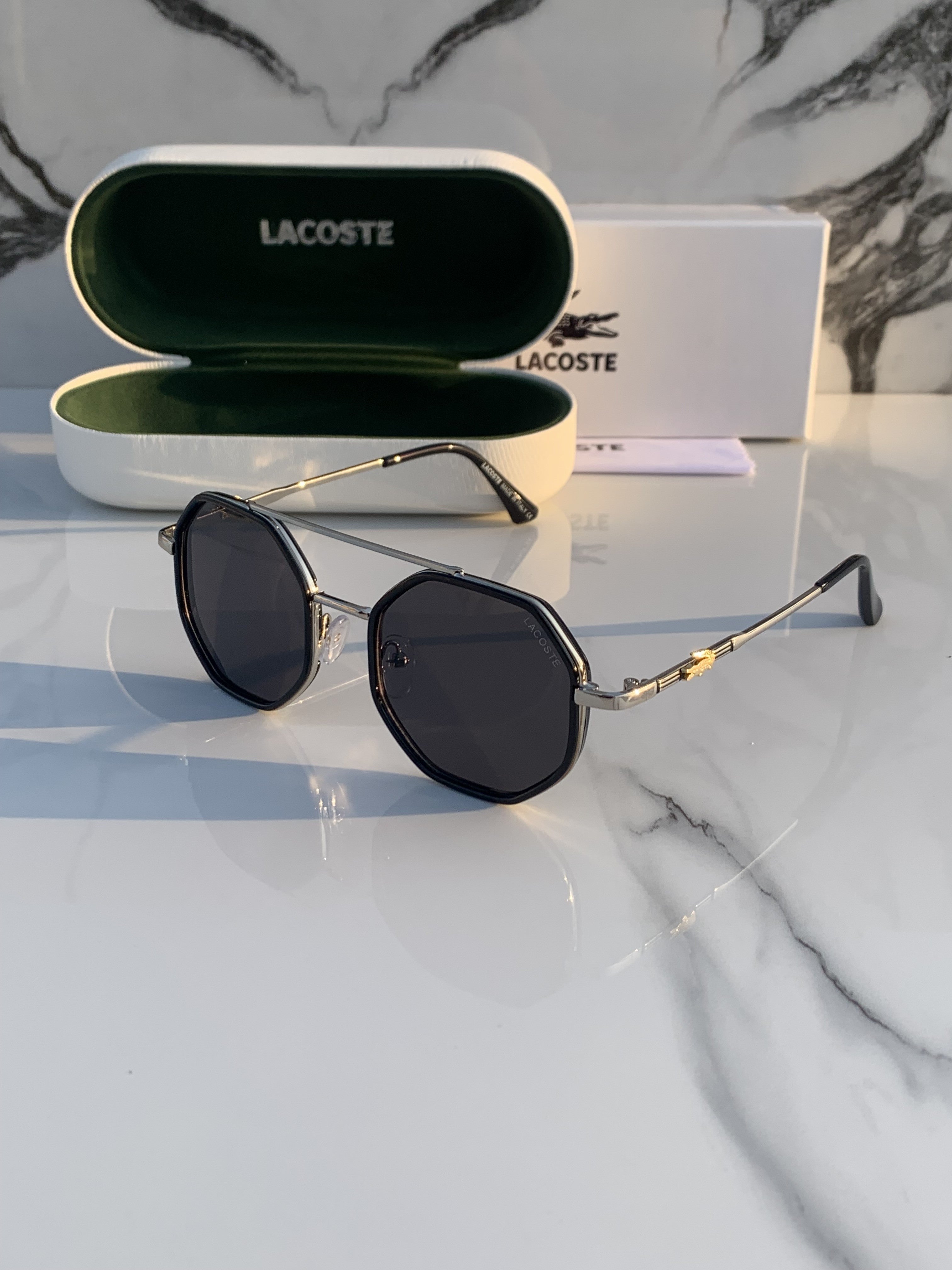 LACOSTE 9238 SILVER BLACK