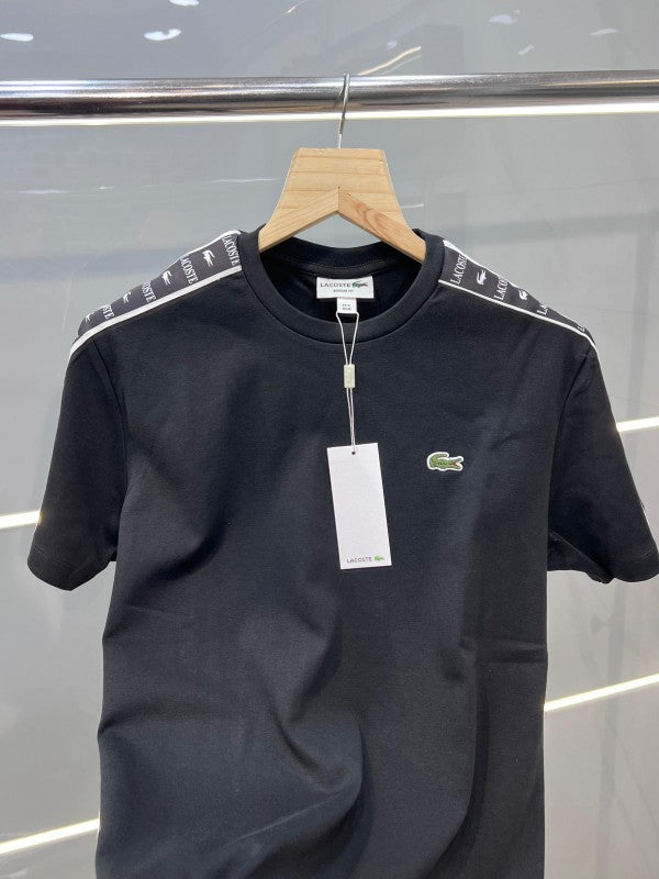 LACOSTE PREMIUM ROUND NECK T-SHIRT BLACK