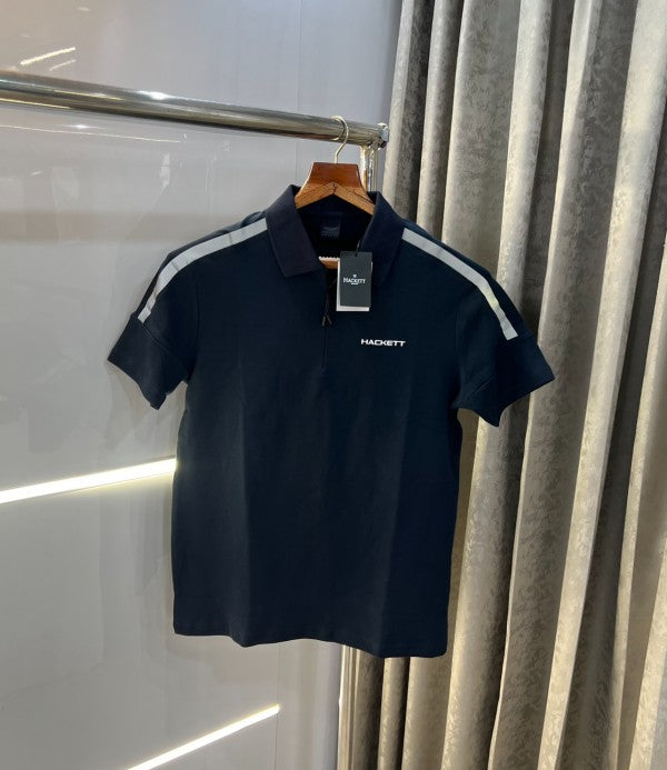 Hacket Aston Martin Navy Blue Logo Print Premium Polo T-Shirt