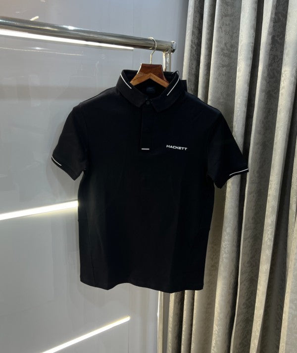 Hacket Aston Martin Black Embossed Work Premium Polo T-Shirt