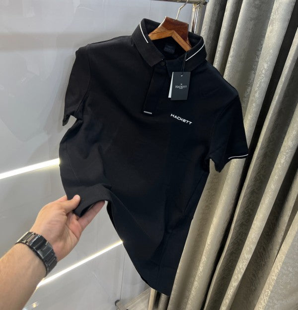 Hacket Aston Martin Black Embossed Work Premium Polo T-Shirt