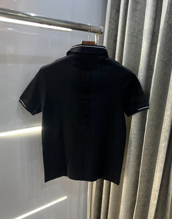 Hacket Aston Martin Black Embossed Work Premium Polo T-Shirt