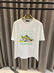 Balenciaga Shoes Print Round Neck T-shirt White