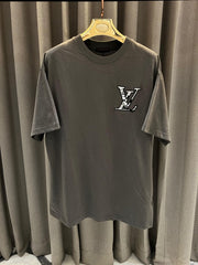 Louis Vuitton Chest Monogram Logo Round Neck T-shirt Stone Grey