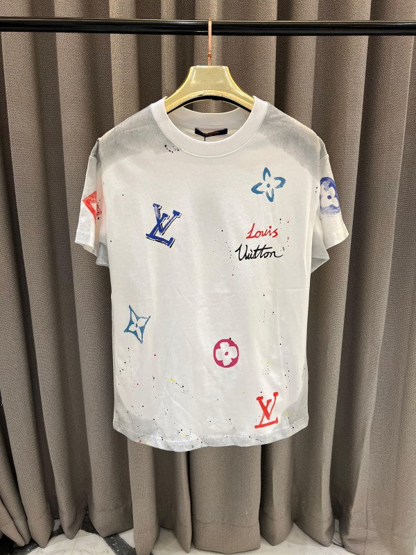 Louis_Vuitton Multi Monogram Round Neck T-shirt White