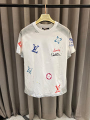 Louis_Vuitton Multi Monogram Round Neck T-shirt White