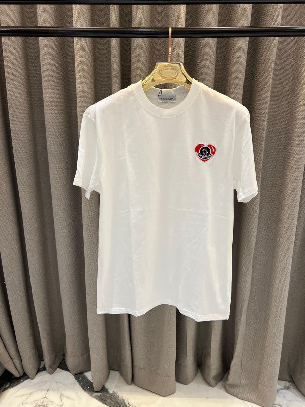 Moncler Chest Logo Print Round Neck T-shirt White