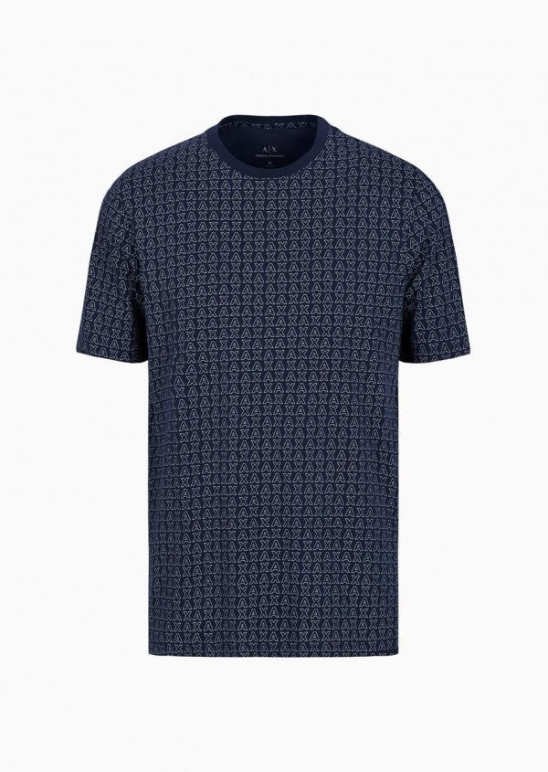 Armani Exchange Navy Blue All Over Print Premium Classic T-Shirt