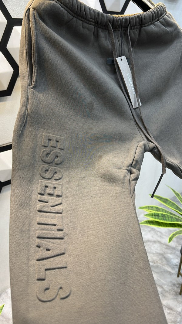 ESSENTIALS  LOGO EMBOSSED PREMIUM GREY JOGGERS