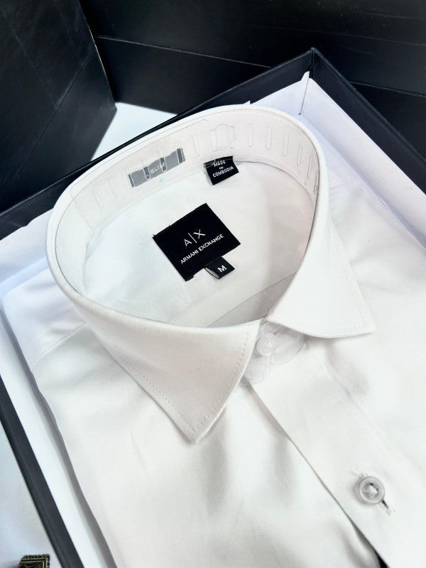 Armani Exchange REFLECTIVE PRINT PREMIUM WHITE SHIRT WITH BRAND BOX PACKING AND CARD CARRY BAG 1444