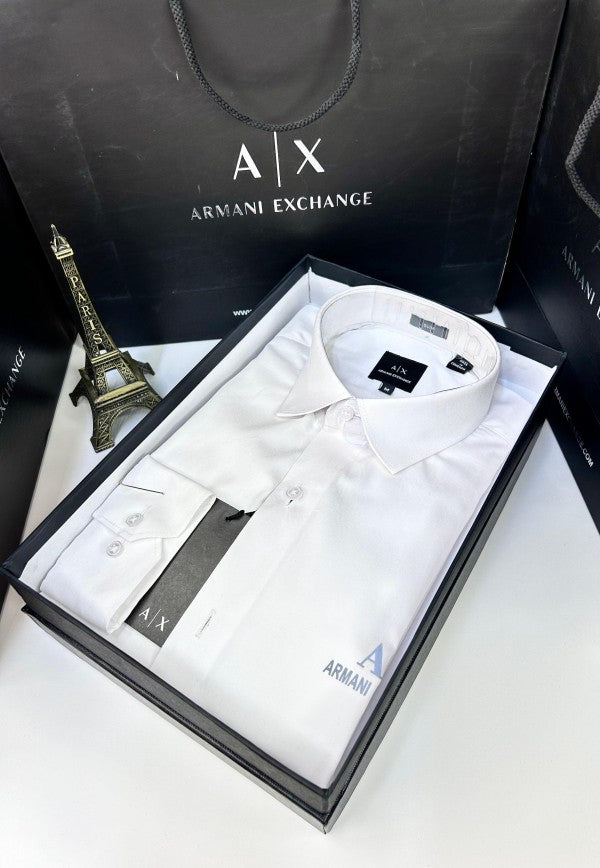 Armani Exchange REFLECTIVE PRINT PREMIUM WHITE SHIRT WITH BRAND BOX PACKING AND CARD CARRY BAG 1444