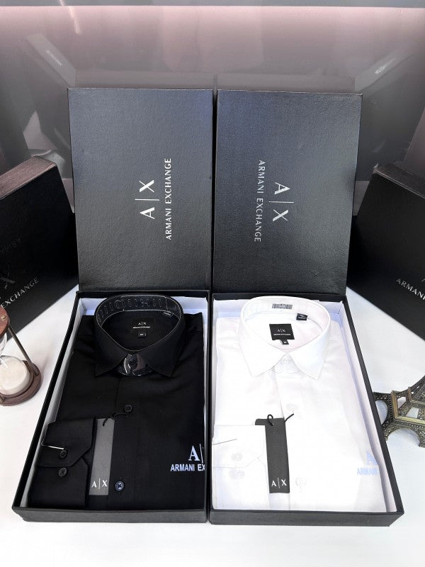 Armani Exchange REFLECTIVE PRINT PREMIUM WHITE SHIRT WITH BRAND BOX PACKING AND CARD CARRY BAG 1444