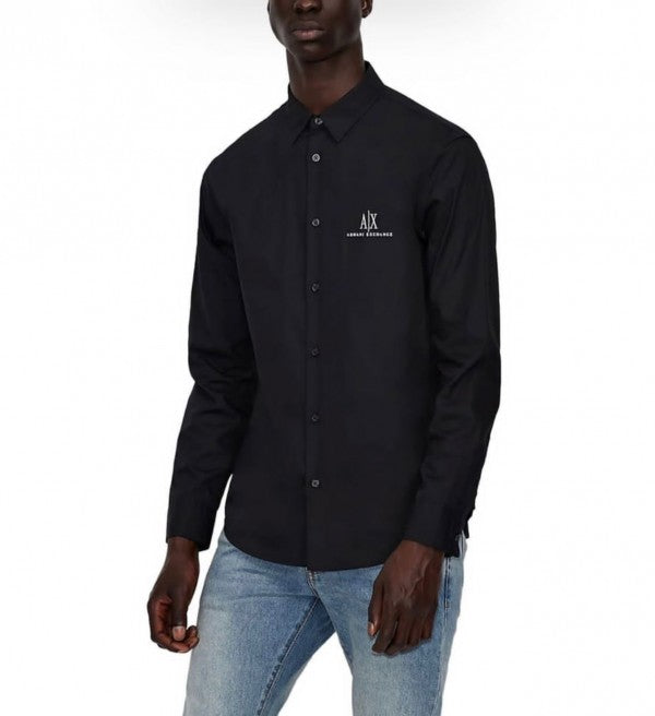 Armani Exchange REFLECTIVE PRINT PREMIUM BLACK SHIRT WITH BRAND BOX PACKING AND CARD CARRY BAG 1444