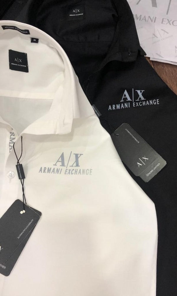 Armani Exchange REFLECTIVE PRINT PREMIUM WHITE SHIRT WITH BRAND BOX PACKING AND CARD CARRY BAG 1444