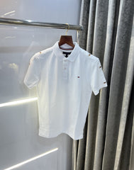 Tommy Hilfiger White Embroidery Logo Premium Classic Polo T-Shirt