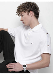 Tommy Hilfiger White Embroidery Logo Premium Classic Polo T-Shirt