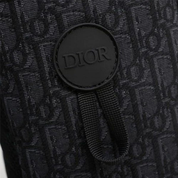 Christian Dior CD Black Embroidery Oblique Backpack With Dust Bag