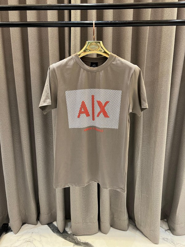 Armani Exchange Middle Brand Print Round Neck T-shirt Sand