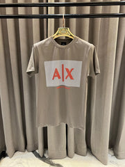 Armani Exchange Middle Brand Print Round Neck T-shirt Sand