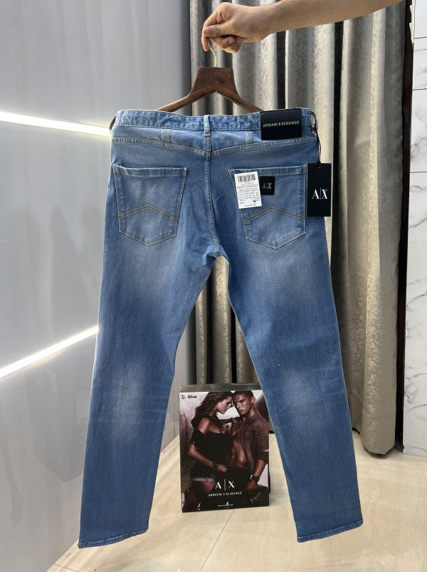 Armani Exchange Sky Blue Logo Patch Imported Hyperflex Denim