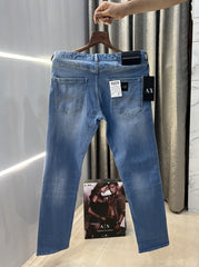 Armani Exchange Sky Blue Logo Patch Imported Hyperflex Denim