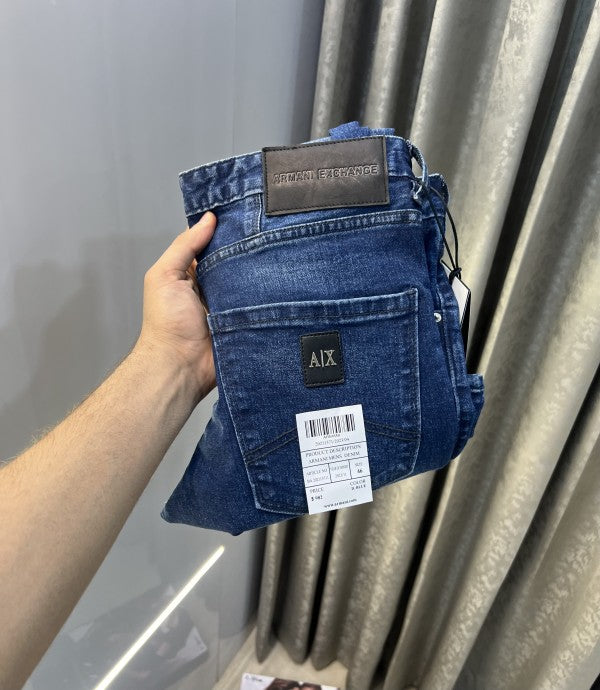 Armani Exchange Blue Logo Patch Imported Hyperflex Denim